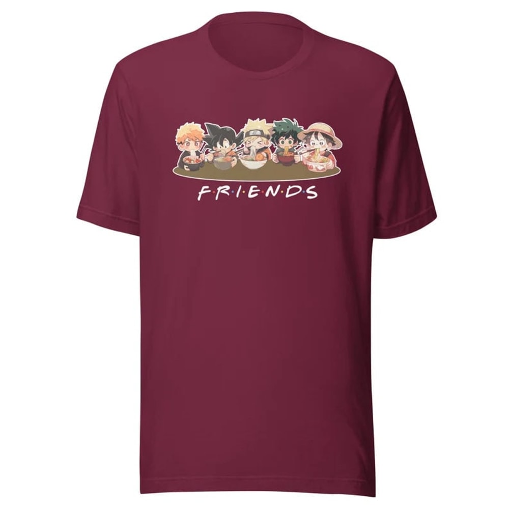 Friends Kawaii Ramen T-Shirt (featuring Ichigo, Goku, Naruto, Midoriya, Luffy), Anime Vintage 90s T-shirt, Anime Graphic Tee, Gifts For Fan - 6.jpg