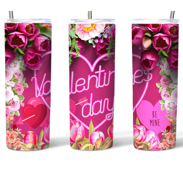 Beautiful Floral Valentine's Day Tumbler, Beautiful Tumbler, Beautiful Skinny Tumbler.Jpg