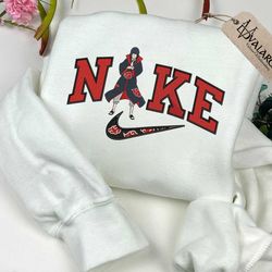 inspired anime embroidered sweatshirt, nike x itachi embroidered sweatshirt, brand anime embroidered hoodie