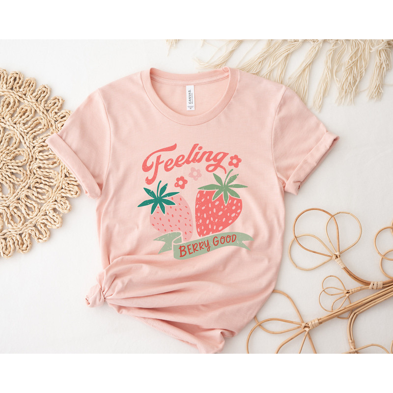Feeling Berry Good Strawberry Fruit Shirt,Strawberry Summer Tasty Tee,Cute Vintage Strawberry,Mental Health Awareness,Feeling Very Good Tee - 2.jpg