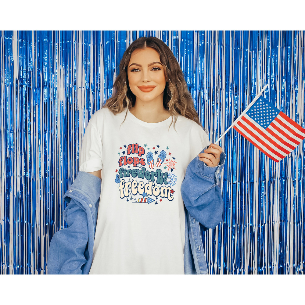 Flip Flops Fireworks Freedom Shirt, Just Here To Bang, Happy 4th Of July Tee, 4th Of July Fireworks Tee, 4th Of July Gifts, Independence Day - 3.jpg