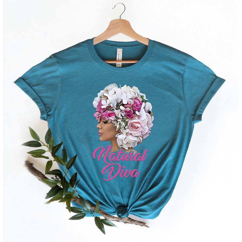 Floral Black Afro Woman Shirt,Flower Afro Woman,Floral Afro Natural Diva Shirt,Natural Diva Shirt,Black Girl Magic Shir,Afrocentric Shirt - 3.jpg