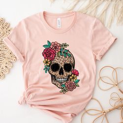 floral skeleton skull shirt, skeleton shirt, improve yourself shirt, floral funny skull