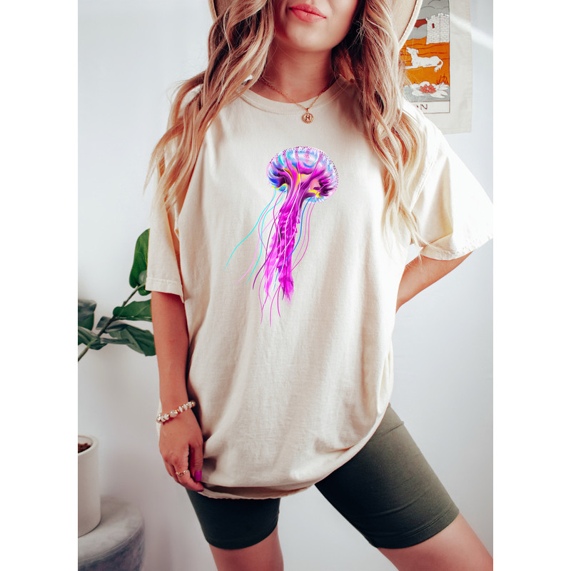 Floral Watercolor Jellyfish Shirt,Jellyfish Shirt,Cute Jellyfish,Boho Graphic Tee,Aesthetic Womens Shirt,Psychedelic Shirt,Ocean Lover Shirt - 2.jpg
