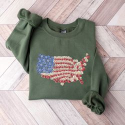 flower usa sweatshirt,  floral usa map tee,  4th of july shirt,  4th of july gift,  indep