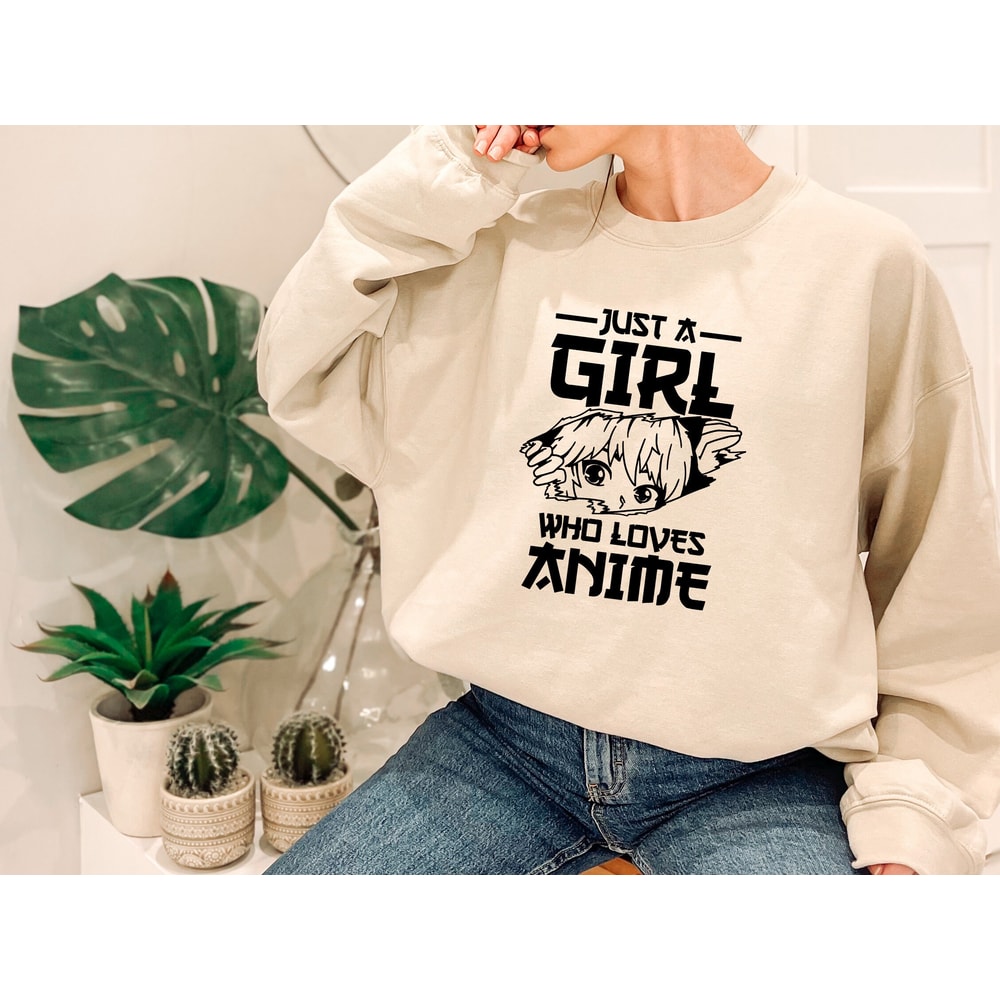 Just A Girl Who Loves Anime T-Shirt, Anime Graphic Shirt, Cute Anime T-Shirt, Gift For Anime Lover, Ramen Lover, Anime Fan Shirt - 1.jpg