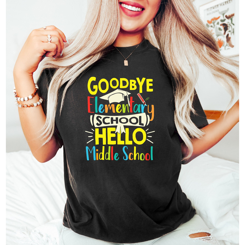 Goodbye Elementary Hello Middle School, End Of School Shirt, Happy Last Day Of School, Groovy School Shirt, Goddbye School Hello Pool Shirt - 1.jpg