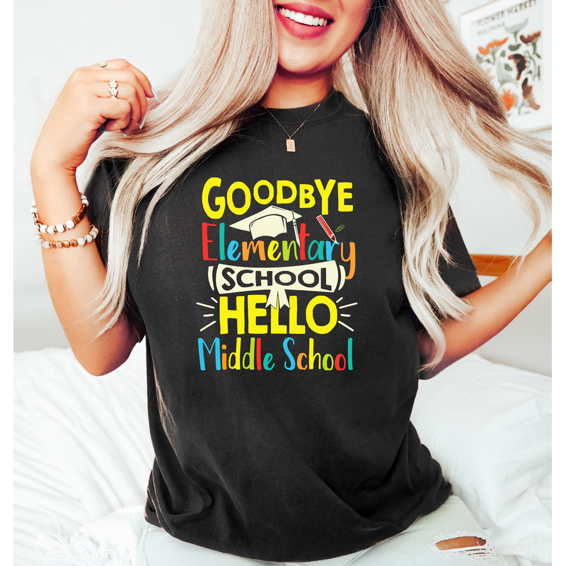 Goodbye Elementary Hello Middle School, End Of School Shirt, Happy Last Day Of School, Groovy School Shirt, Goddbye School Hello Pool Shirt - 1.jpg