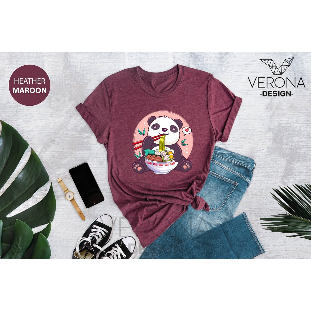 Panda Ramen Shirt, Ramen Shirt, Panda Shirt, Anime Panda Shirt, Panda Lover Shirt, Panda With Ramen, Food Clothing, Anime Ramen Shirt - 4.jpg