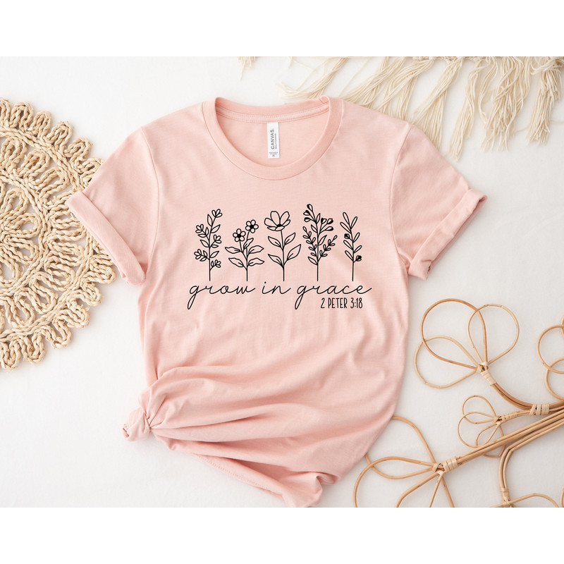 Grow In Grace Shirt,Wildflowers Shirt,Bible Verse Shirt,Boho Graphic Tee,Retro Vintage Floral Tshirt,Religious Shirt,Faith Christian Tshirts - 2.jpg