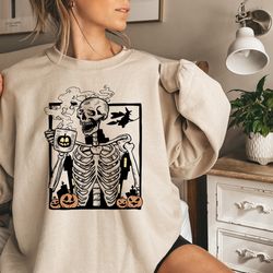 halloween skeleton sweatshirt, halloween coffee skull shirt, pumpkin spice shirt, hallow