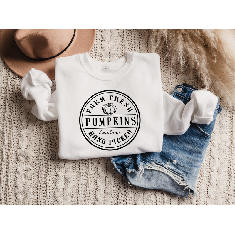 Hand Picked Farm Fresh Pumpkins Crewneck Sweatshirt or Tee,Fall T-Shirts,Fall Sweatshirts,Happy Thanksgiving,2022 Fall,Fall Outfit,Fall Vibe - 1.jpg