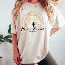 he is risen shirt, rainbow easter shirt, womens easter crewneck, easter sweatshirt, easte