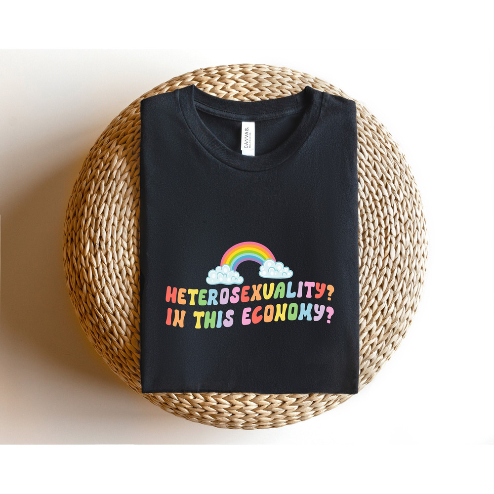 Heterosexuality In This Economy,Retro Comfort Pride Shirt, Rainbow Colors LGBTQ Shirt, Funny Gay Shirt, Queer Art Shirts, Trans Pride Tshirt - 1.jpg