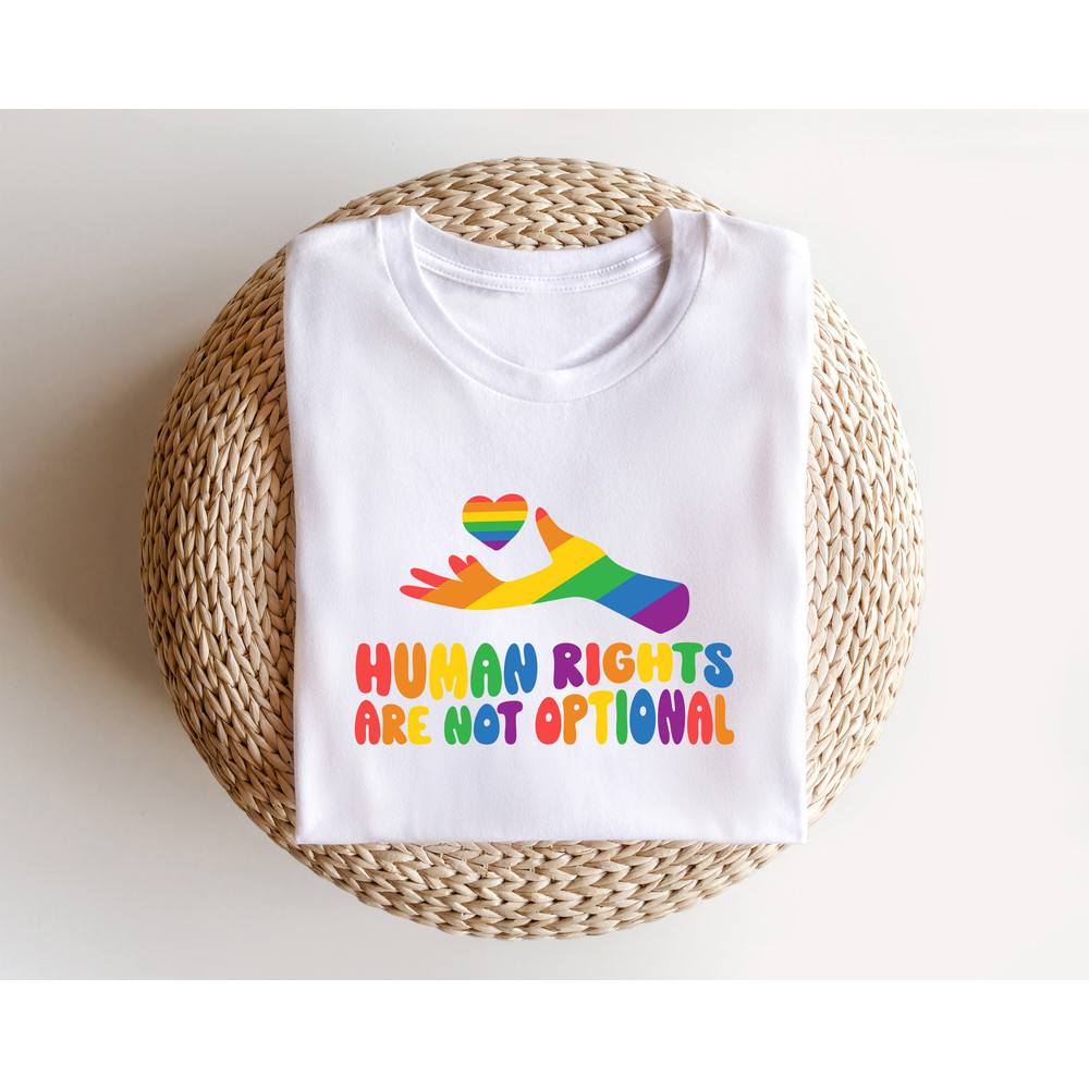 Human Rights Are Not Optional , Colorful Pride Shirt, Rainbow Color Pride Shirt, LGBTQ Shirt, Equality Shirt, Love Is Love Tee, Trans Tshirt - 2.jpg