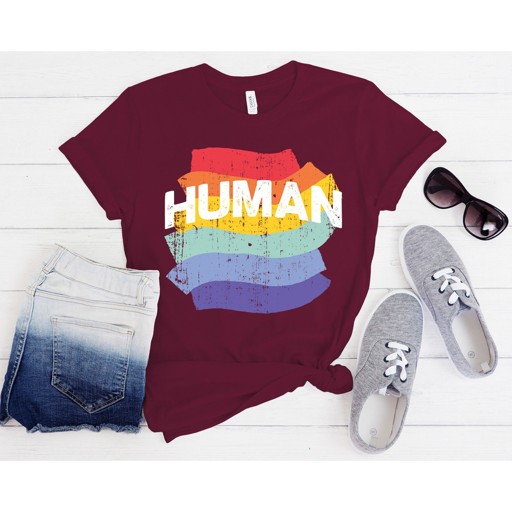 Human Shirt, Human LGBT Flag Shirt, Pride Month Shirt, Gay Pride Flag Shirt, Bisexual Flag Shirt, Lesbian Flag T-Shirts, Rainbow Flag Shirt - 1.jpg