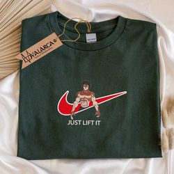 inspired anime embroidered sweatshirt, baki x nike embroidered sweatshirt, custom anime embroidered hoodie