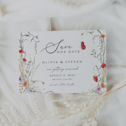 wildflower save the date template, wild flower wedding save the date, floral wedding save the date invitation, templett