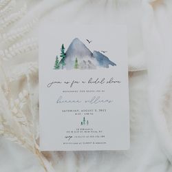 Mountains Bridal Shower Invitation, Rustic Bridal Shower Invitation Template, Pine Bridal Shower Invitation, Forest Tree