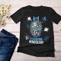 alice steampunk wonderland shirt, alice shirt, steampunk t shirt, anime style shirt, digital art shirt, wonderland shirt
