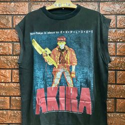 distressed akira japanese cyber punk anime 1988 movie poster sleeveless t shirt , japanese cyberpunk anime , pop culture