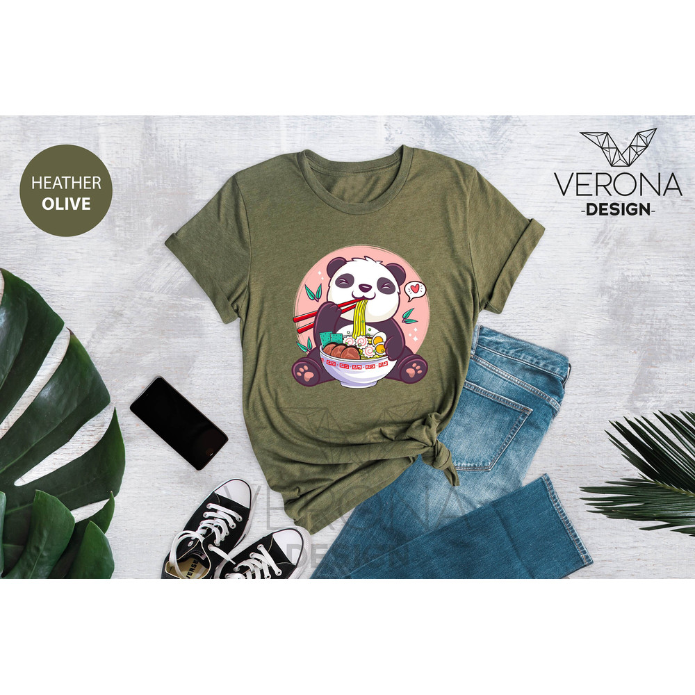 Panda Ramen Shirt, Ramen Shirt, Panda Shirt, Anime Panda Shirt, Panda Lover Shirt, Panda With Ramen, Food Clothing, Anime Ramen Shirt - 1.jpg