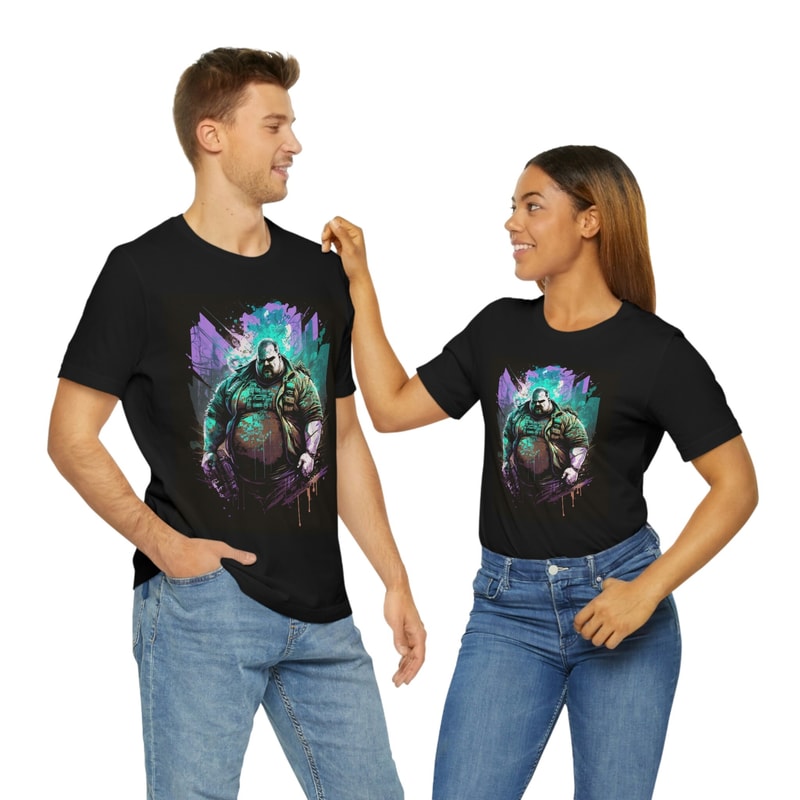 Synthwave Plus-sized Superhero Man Tshirt, Futuristic Sci-Fi T-shirt, Cyber Punk Shirt, Buff Streetwear Graphic Tee, Cyberpunk Obese Anime - 7.jpg