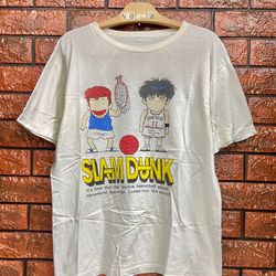 vintage 90s slam dunk japanese 1990 sport basketball anime manga t shirt , 90s anime manga t shirt made in japan size m