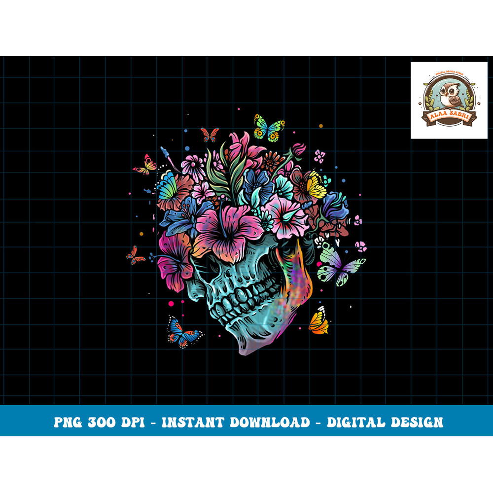Floral Butterfly Skull Funny Halloween Costume Hippie Flower png, sublimation copy.jpg