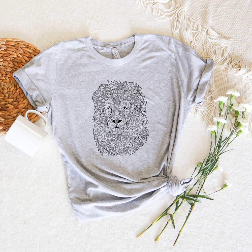 Lion Head Mandala Shirt,Mandala Print Lion Shirt,Spiritual Yoga Mandala Shirts,Lion Sweatshirt,Sri Yantra Mandala Tshirt,Buddhist Sweatshirt - 3.jpg