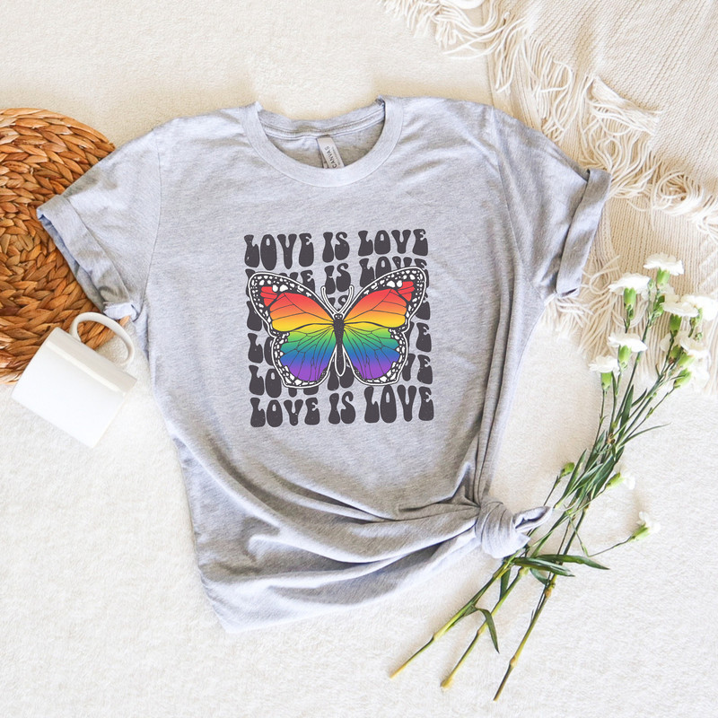 Love Is Love Shirt, Rainbow Butterfly Shirt, Gay Butterfly Shirt, Pride Month Shirt, Cool Retro Trans Pride Shirt, Queer Shirt, Pride Lover - 3.jpg