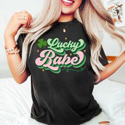 lucky babe shirt, lucky shamrock sweatshirt, cute st patricks day shirt, shenanigans squ