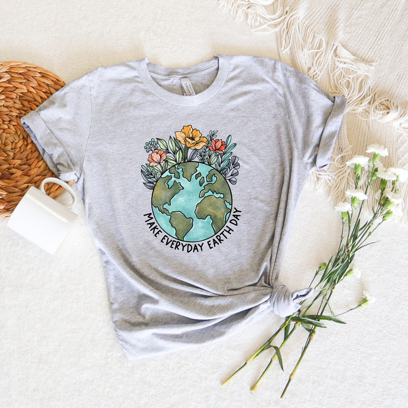 Make Everyday Earth Day,Earth Day Shirt,Earth Awareness Shirt,Environmental Sweatshirt,Floral Earth,Save The Earth,Unisex Boho Graphic Shirt - 2.jpg