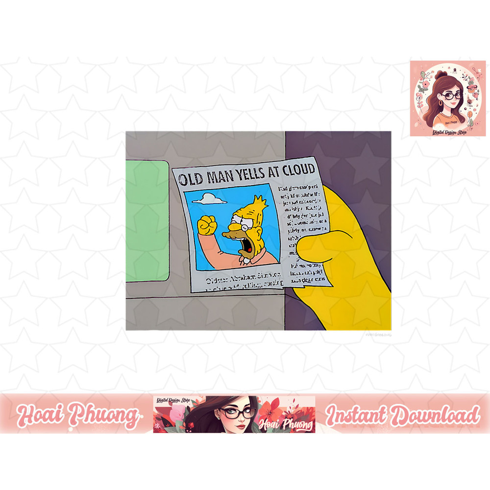 The Simpsons Old Man Yells At Cloud Newspaper V1 png, instant download.jpg