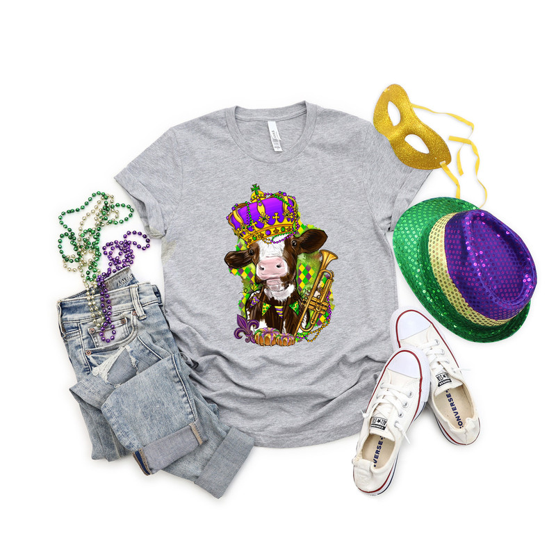 Mardi Gras Cow Shirt,Cute Womens Mardi Gras Shirt,Cow Sweatshirt,Carnival Shirt,Fat Tuesday Shirt,NOLA King Cake Shirt,Flower De luce Tshirt - 2.jpg