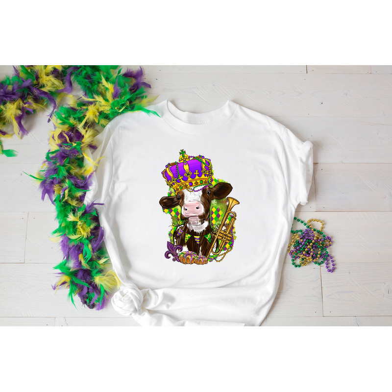 Mardi Gras Cow Shirt,Cute Womens Mardi Gras Shirt,Cow Sweatshirt,Carnival Shirt,Fat Tuesday Shirt,NOLA King Cake Shirt,Flower De luce Tshirt - 3.jpg