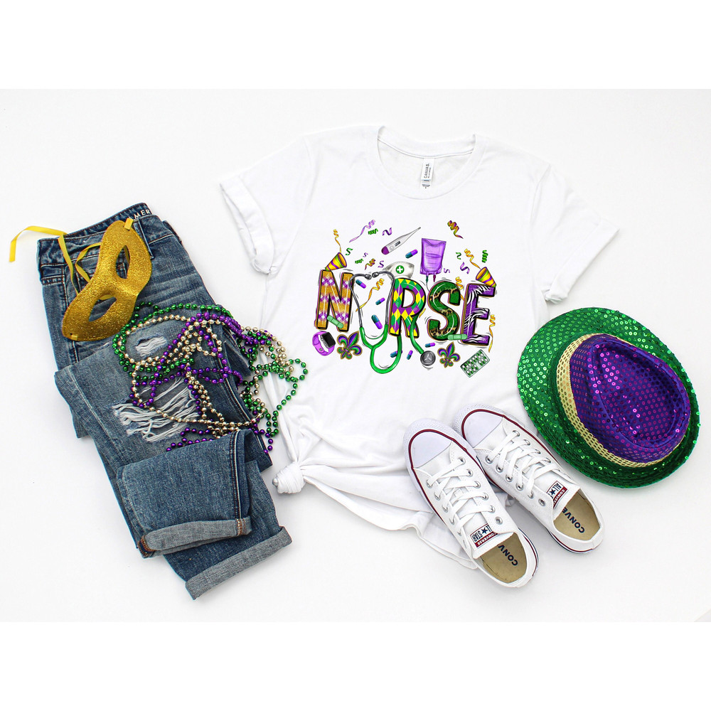 Mardi Gras Nurse Shirt,Mardi Gras Nurse,Mardi Gras Shirt,Mardi Grass Festival Shirt,Flower De Luce Tee,2023 New Orleans Carnival Parade Gift - 1.jpg