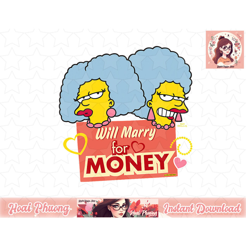 The Simpsons Patty and Selma Will Marry for Money Retro png, instant download.jpg