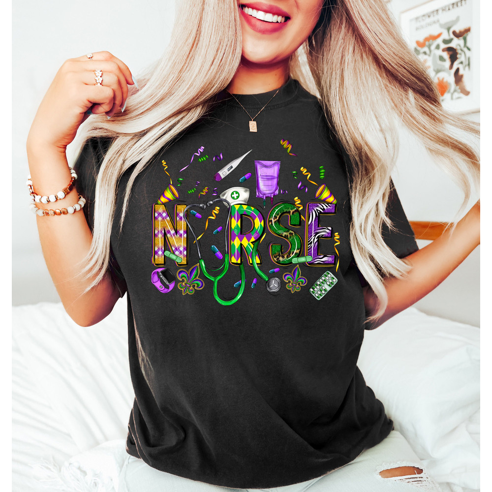 Mardi Gras Nurse Shirt,Mardi Gras Nurse,Mardi Gras Shirt,Mardi Grass Festival Shirt,Flower De Luce Tee,2023 New Orleans Carnival Parade Gift - 2.jpg