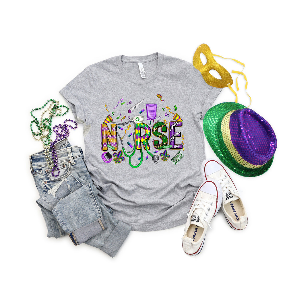 Mardi Gras Nurse Shirt,Mardi Gras Nurse,Mardi Gras Shirt,Mardi Grass Festival Shirt,Flower De Luce Tee,2023 New Orleans Carnival Parade Gift - 3.jpg