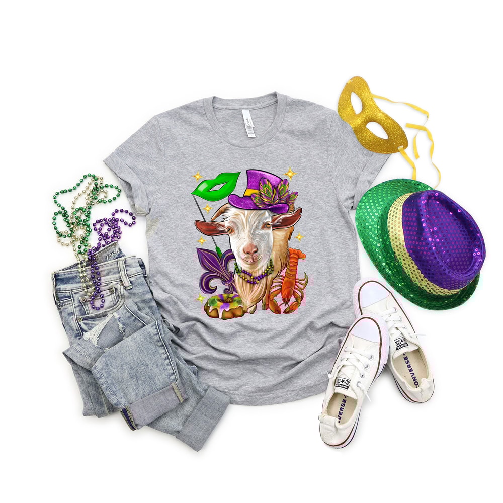 Mardi Gras Womens Crewneck,Goat Mardi Gras Shirt,Goat Sweatshirt,Mardi Gras Goat,Parade Matching Shirt,Fleur De Luce,Mardi Gras Carnival Tee - 2.jpg