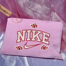 anime embroidered sweatshirt, akatsuki x nike embroidered sweatshirt, anime embroidered crewneck, anime embroidered
