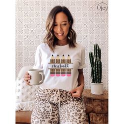 custom teacher shirt, cheetah teacher name shirt, elementary teacher shirts, personalized teacher shirt, christmas teach