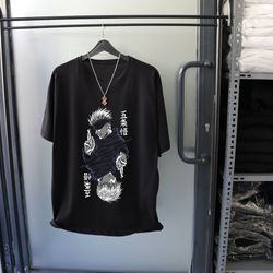 Unisex Oversized Black Shirt, Japanese Manga Tshirt, Graphic Anime Tee, Harajuku Clothing, Anime Japan T-Shirt, Anime Lo