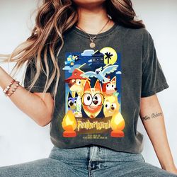 bluey and bingo halloween shirt, featherwand, bluey halloween costume, chilli heeler shirt, bandit heeler shirt