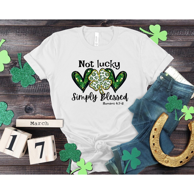 Not Lucky Simply Blessed St Patricks Day Shirt,Christian St Patrick Shirt,Shamrock Sweatshirt,Leopard Print Patrick Day Shirt,Gift For Irish - 1.jpg