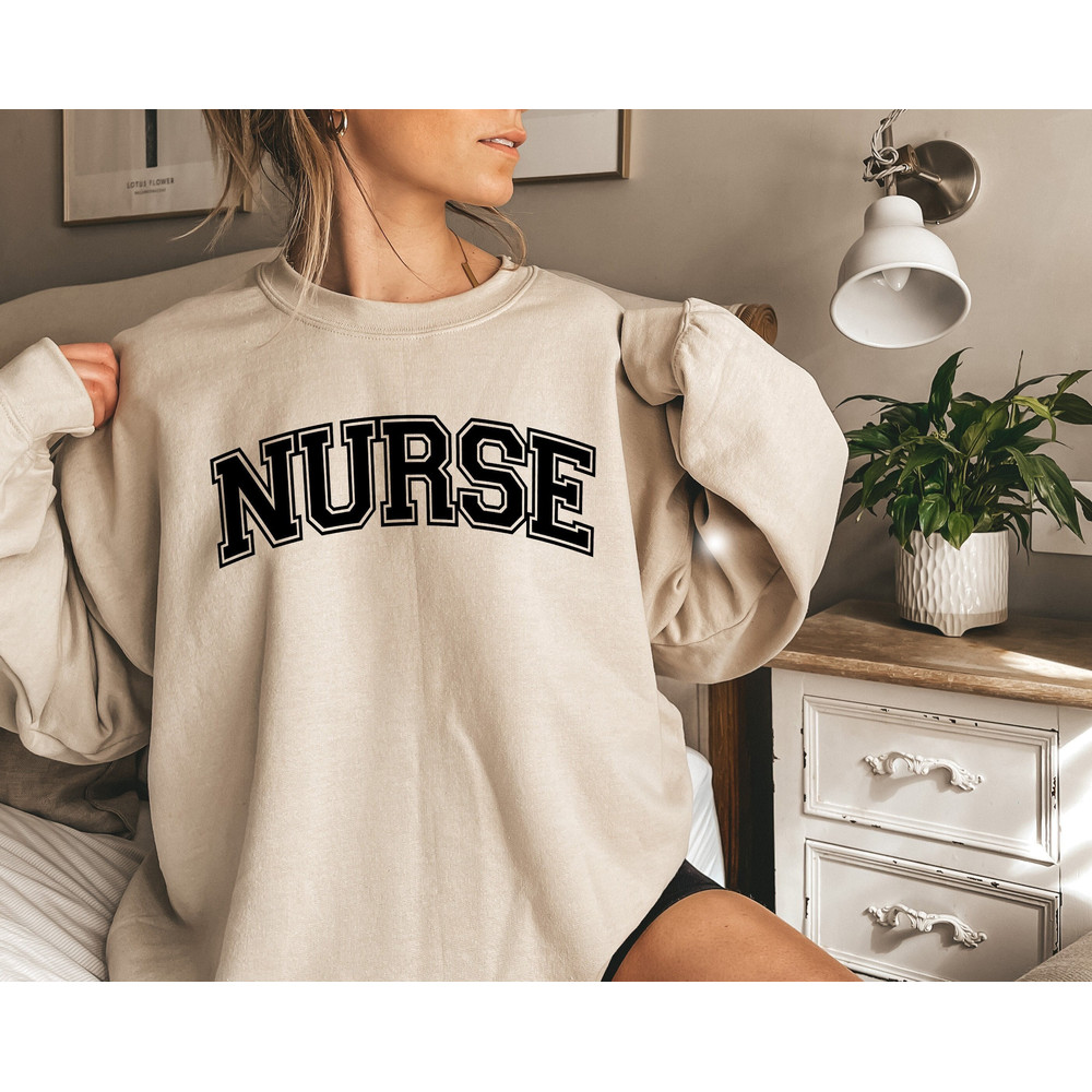 Nurse Crewneck, Nurse College Sweatshirt, Comfort Retro Nurse Shirt, Emergency Nurse Tshirt, Gift For Nurse, Unisex Nurse Stethescope Shirt - 1.jpg