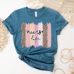 nurse life shirt,  leopard nurse life shirt,  registered nurse shirts,  rn shirts,  nurse