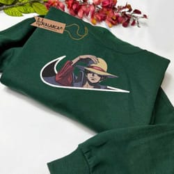 inspired anime embroidered sweatshirt, nike x ace one piece embroidered sweatshirt, custom anime embroidered hoodie