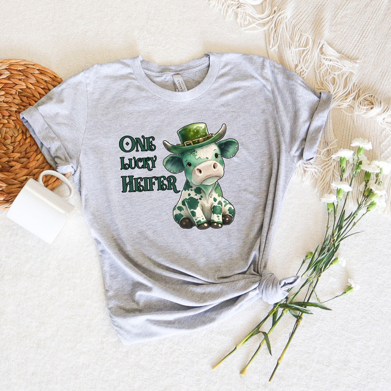 One Lucky Heifer Shirt,Lucky Heifer Sweatshirt,Cow Sweatshirt,St Patricks Shirt,Lucky Shamrock Tee,St Patricks Day Gift,Cow Print St Patrick - 2.jpg
